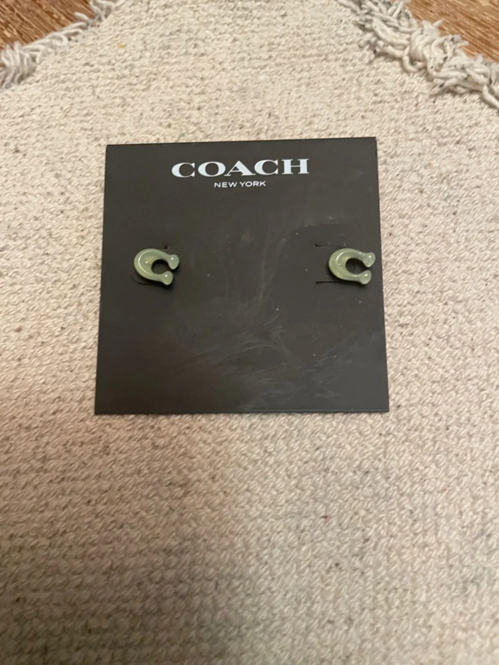 Coach Iridescent C-Shaped Stud Earrings (RETAILS $45) NWT - Picture 3 of 4